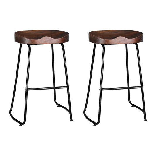 Thor Timber Tractor Seat Bar Stools 65cm Dark Wood (Set of 2) - Barstool Express