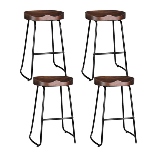 Thor Timber Tractor Seat Bar Stools 65cm Dark Wood (Set of 4) - Barstool Express