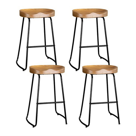 Thor Timber Tractor Seat Bar Stools 65cm Natural (Set of 4) - Barstool Express