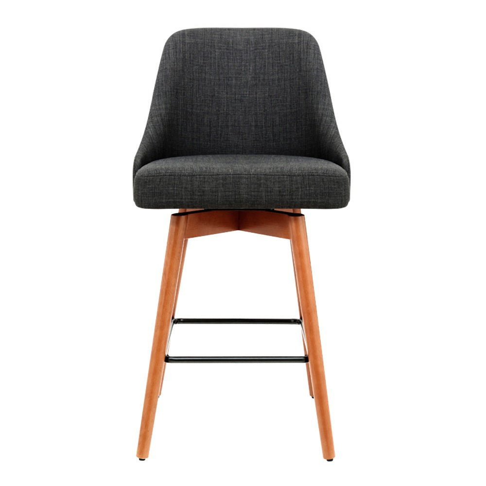 Tilly Linen Swivel Bar Stools 65cm Charcoal (Set of 2) - Barstool Express