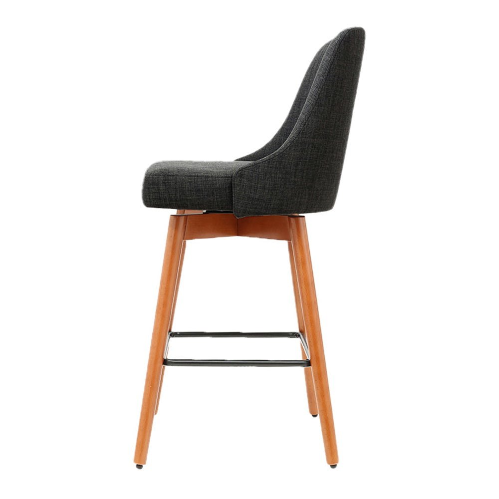 Tilly Linen Swivel Bar Stools 65cm Charcoal (Set of 2) - Barstool Express
