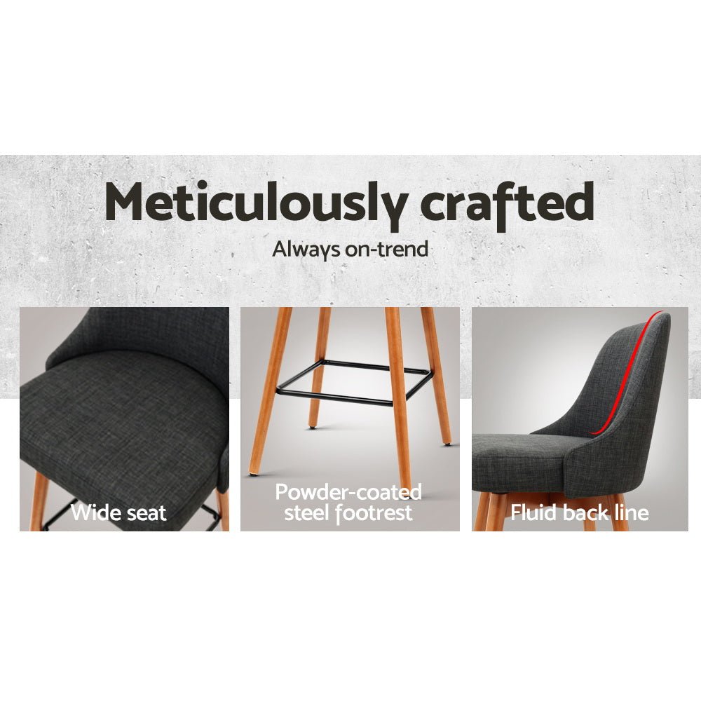 Tilly Linen Swivel Bar Stools 65cm Charcoal (Set of 2) - Barstool Express
