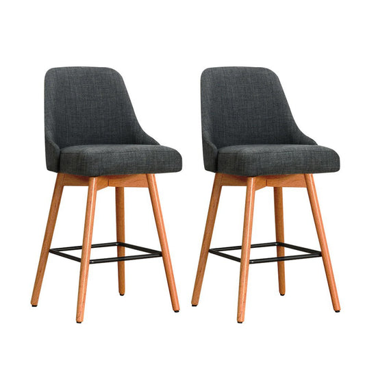 Tilly Linen Swivel Bar Stools 65cm Charcoal (Set of 2) - Barstool Express