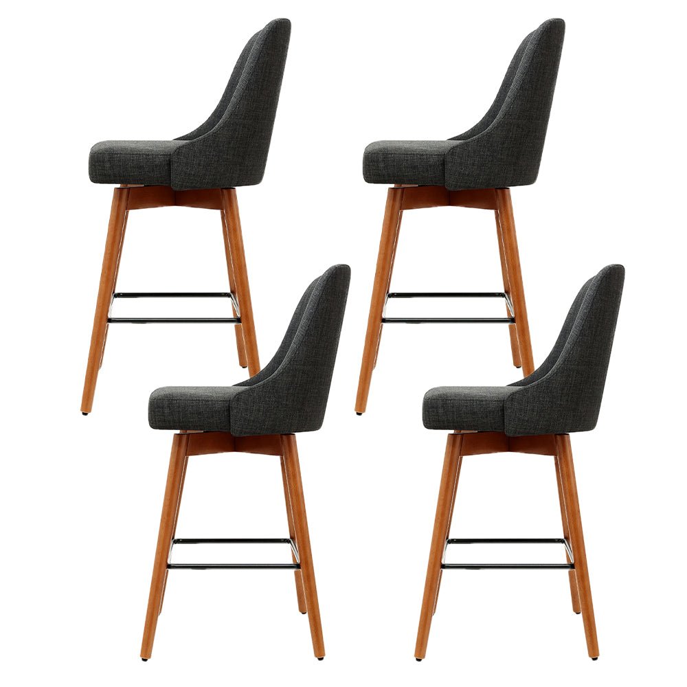 Tilly Linen Swivel Bar Stools 65cm Charcoal (Set of 4) - Barstool Express