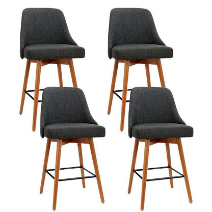 Tilly Linen Swivel Bar Stools 65cm Charcoal (Set of 4) - Barstool Express