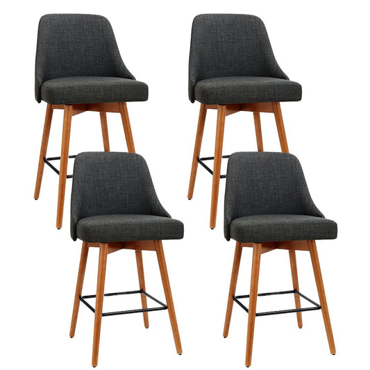 Tilly Linen Swivel Bar Stools 65cm Charcoal (Set of 4) - Barstool Express