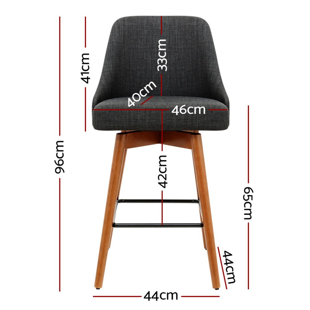 Tilly Linen Swivel Bar Stools 65cm Charcoal (Set of 4) - Barstool Express