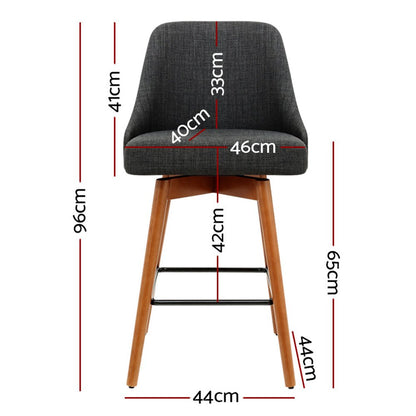 Tilly Linen Swivel Bar Stools 65cm Charcoal (Set of 4) - Barstool Express