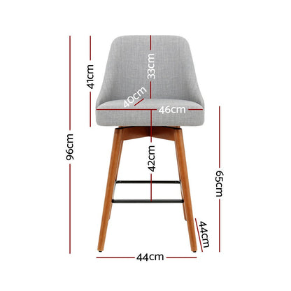 Tilly Linen Swivel Bar Stools 65cm Grey (Set of 2) - Barstool Express