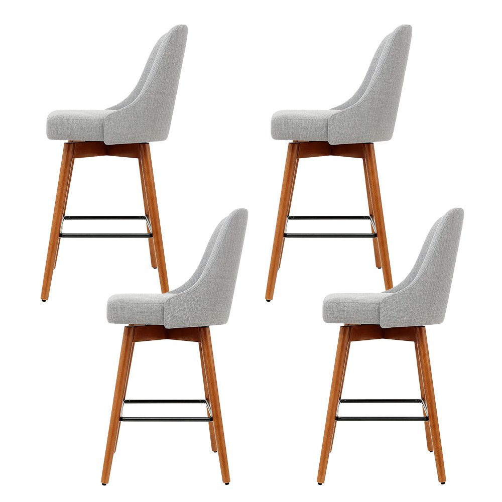 Tilly Linen Swivel Bar Stools 65cm Grey (Set of 4) - Barstool Express