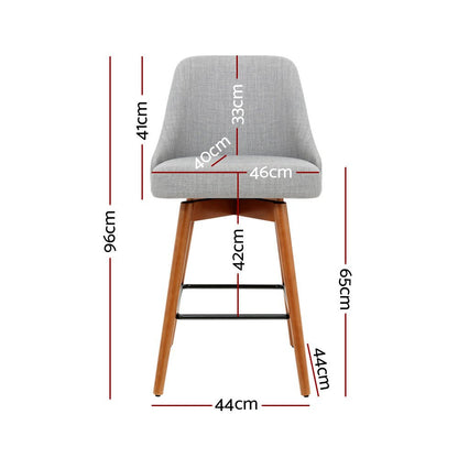 Tilly Linen Swivel Bar Stools 65cm Grey (Set of 4) - Barstool Express