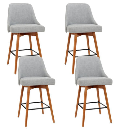 Tilly Linen Swivel Bar Stools 65cm Grey (Set of 4) - Barstool Express