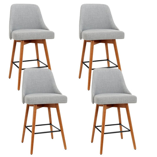 Tilly Linen Swivel Bar Stools 65cm Grey (Set of 4) - Barstool Express