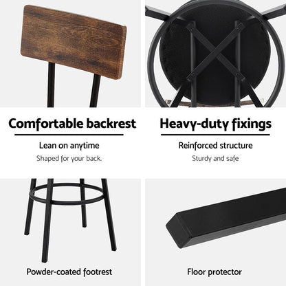 Timothy Industrial Bar Stools Upholstered Seat 72cm Black (Set of 2) - Barstool Express