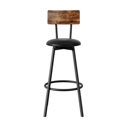 Timothy Industrial Bar Stools Upholstered Seat 72cm Black (Set of 2) - Barstool Express