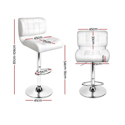 Urban Leather Adjustable Bar Stools White (Set of 4) - Barstool Express