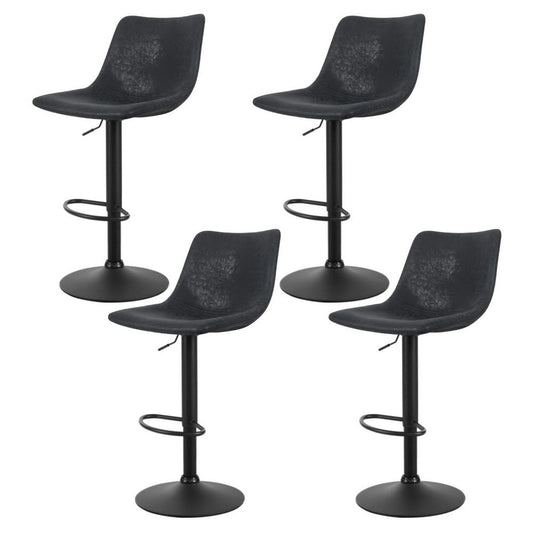 Vera Vintage Leather Adjustable Bar Stools Black (Set of 4) - Barstool Express