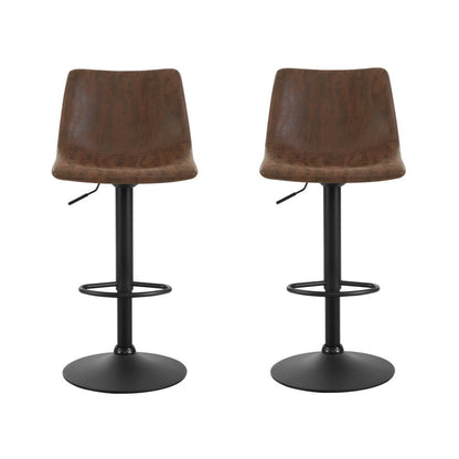 Vera Vintage Leather Adjustable Bar Stools Brown (Set of 2) - Barstool Express