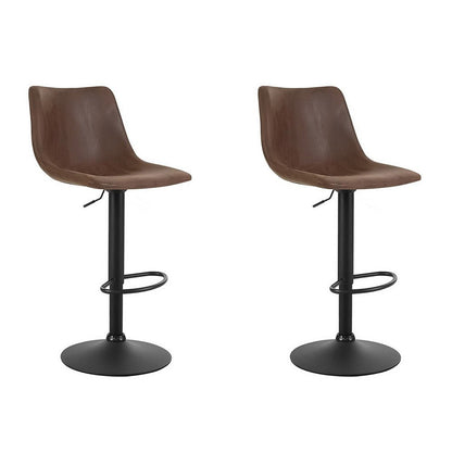 Vera Vintage Leather Adjustable Bar Stools Brown (Set of 2) - Barstool Express