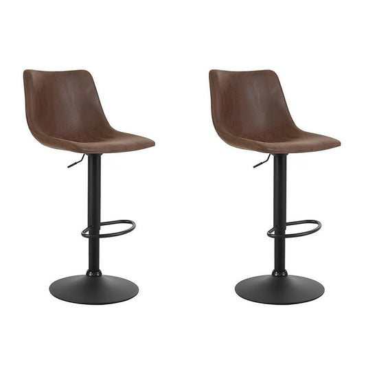 Vera Vintage Leather Adjustable Bar Stools Brown (Set of 2) - Barstool Express