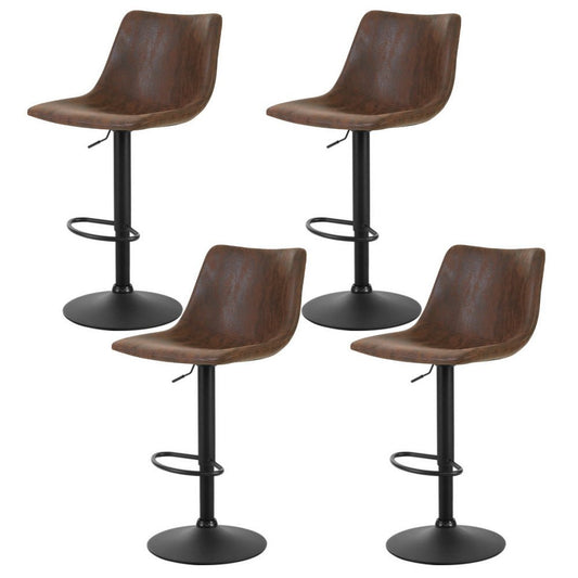 Vera Vintage Leather Adjustable Bar Stools Brown (Set of 4) - Barstool Express