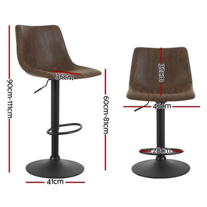 Vera Vintage Leather Adjustable Bar Stools Brown (Set of 4) - Barstool Express