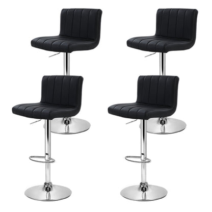 Vern Leather Padded Adjustable Bar Stools Black (Set of 4) - Barstool Express