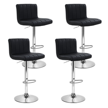 Vern Leather Padded Adjustable Bar Stools Black (Set of 4) - Barstool Express