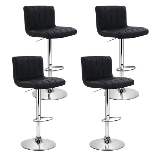 Vern Leather Padded Adjustable Bar Stools Black (Set of 4) - Barstool Express