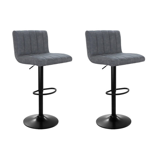 Vern Leather Padded Adjustable Bar Stools Grey (Set of 2) - Barstool Express