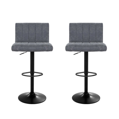 Vern Leather Padded Adjustable Bar Stools Grey (Set of 2) - Barstool Express
