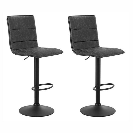 Vyre Leather Padded Adjustable Bar Stools Grey (Set of 2) - Barstool Express