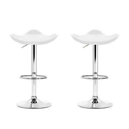 Wanda Leather Adjustable Bar Stools White (Set of 2) - Barstool Express