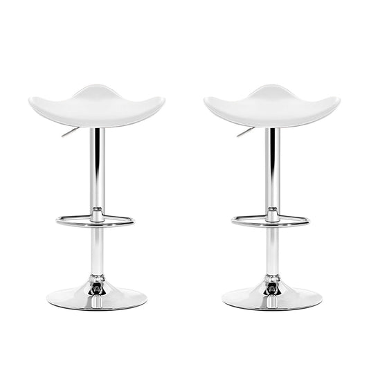Wanda Leather Adjustable Bar Stools White (Set of 2) - Barstool Express