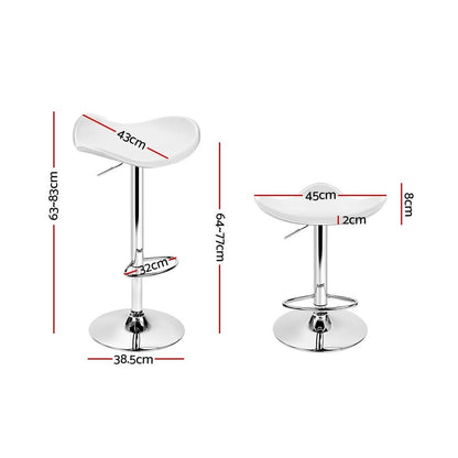Wanda Leather Adjustable Bar Stools White (Set of 2) - Barstool Express