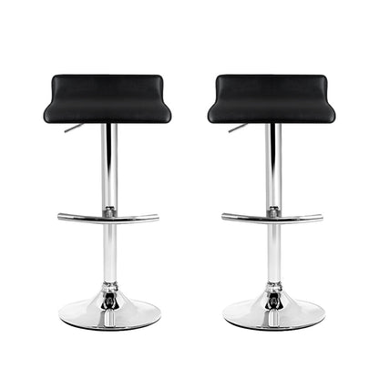 Wave Leather Adjustable Bar Stools Black (Set of 2) - Barstool Express