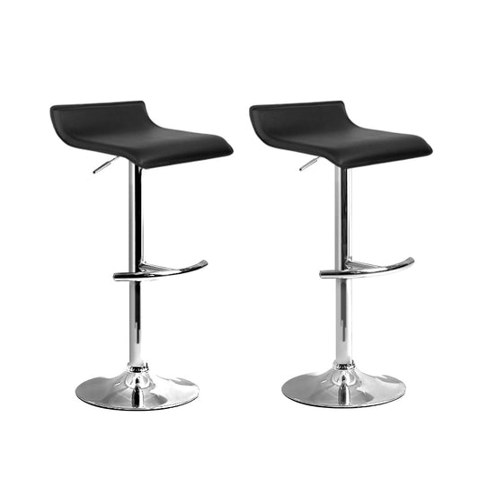 Wave Leather Adjustable Bar Stools Black (Set of 2) - Barstool Express