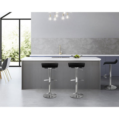 Wave Leather Adjustable Bar Stools Black (Set of 2) - Barstool Express