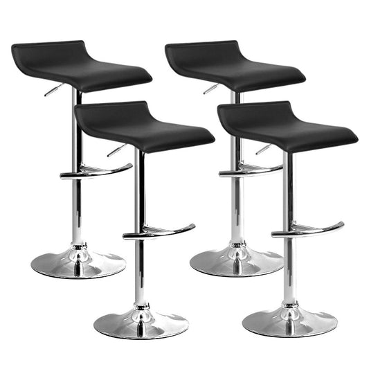 Wave Leather Adjustable Bar Stools Black (Set of 4) - Barstool Express