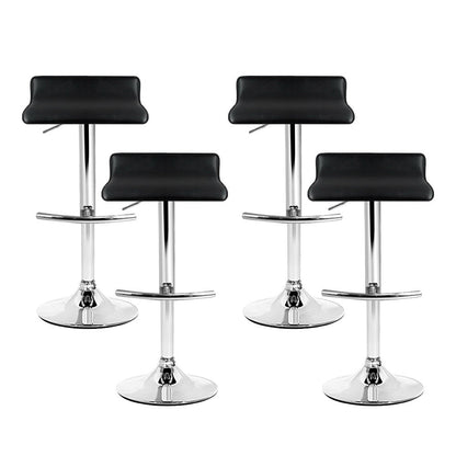 Wave Leather Adjustable Bar Stools Black (Set of 4) - Barstool Express