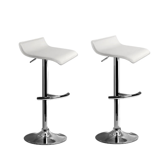 Wave Leather Adjustable Bar Stools White (Set of 2) - Barstool Express