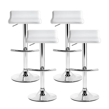 Wave Leather Adjustable Bar Stools White (Set of 4) - Barstool Express
