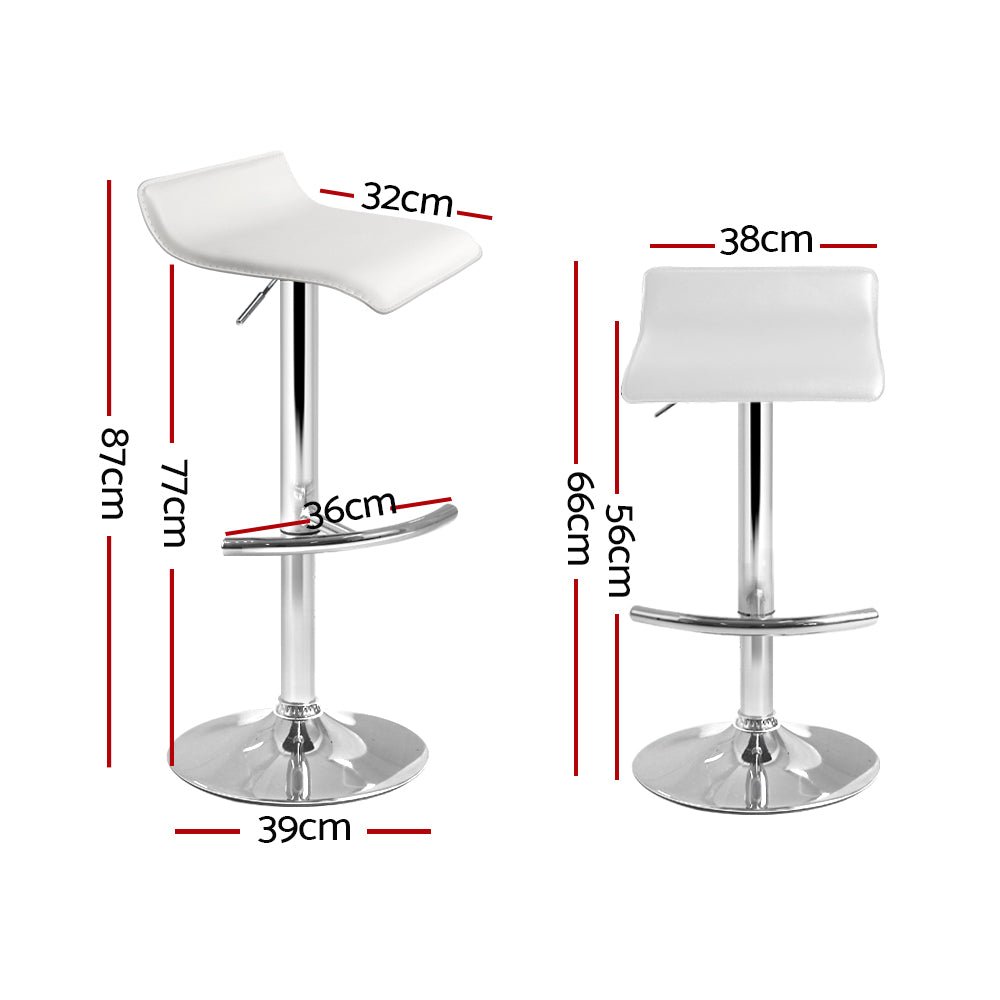 Wave Leather Adjustable Bar Stools White (Set of 4) - Barstool Express