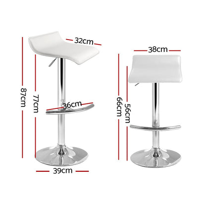 Wave Leather Adjustable Bar Stools White (Set of 4) - Barstool Express