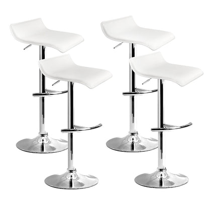 Wave Leather Adjustable Bar Stools White (Set of 4) - Barstool Express