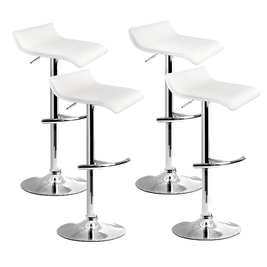 Wave Leather Adjustable Bar Stools White (Set of 4) - Barstool Express