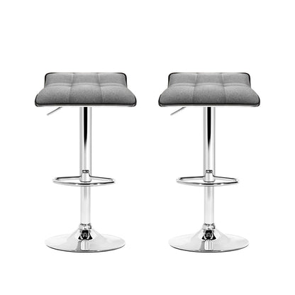Wave Linen Fabric Padded Adjustable Bar Stools Grey (Set of 2) - Barstool Express