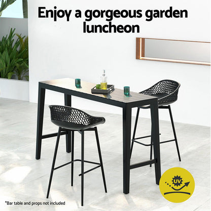 Weather - Resistant Outdoor Plastic Bar Stools 76cm Black (Set of 2) - Barstool Express