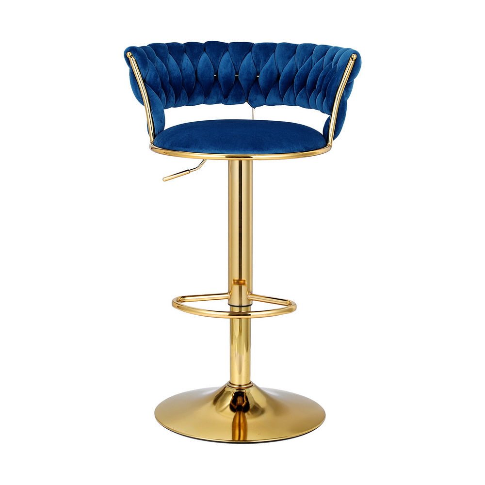 Woven Velvet Adjustable Bar Stool Gold & Navy - Barstool Express