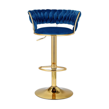 Woven Velvet Adjustable Bar Stool Gold & Navy - Barstool Express